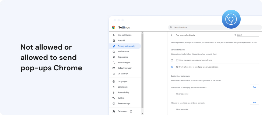 Not allowed or allowed to send pop-ups_Chrome