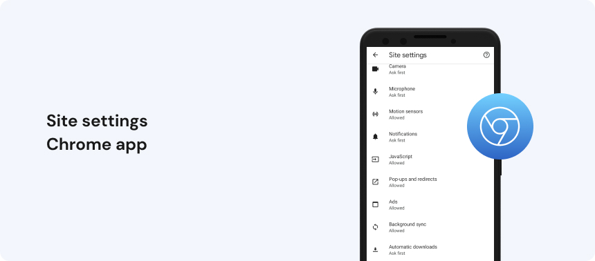 Site settings Chrome app